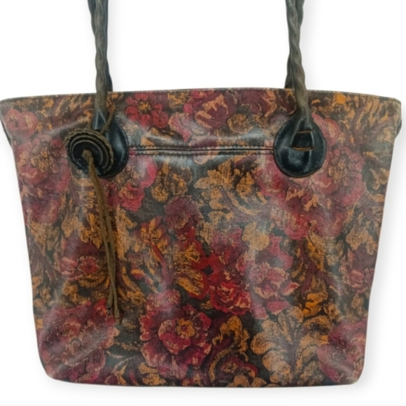 Patricia Nash Eastleigh Leather Tote Bag Vintage Floral Print with Tassel Charm - Picture 2 of 15